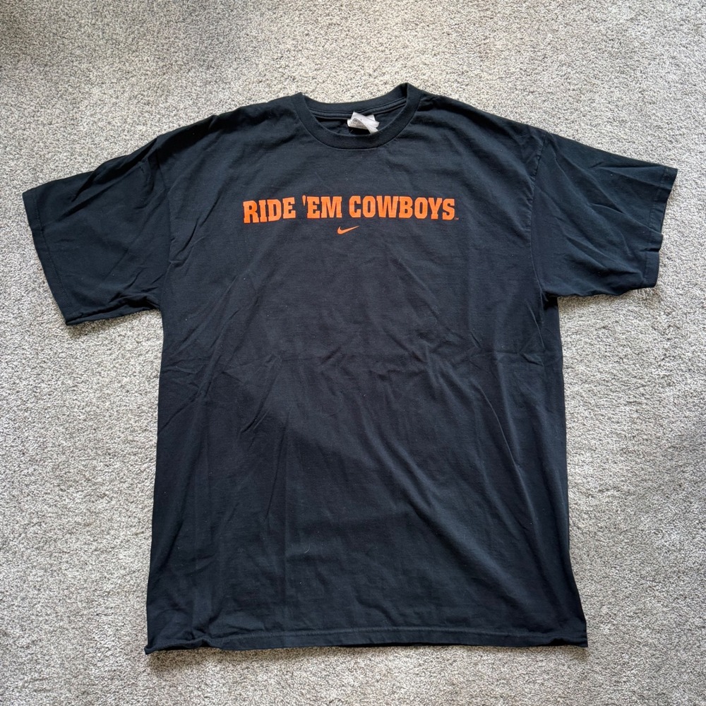 Vintage Nike Oklahoma State Cowboys T-Shirt XL Black Ride Em Cowboys OSU NCAA